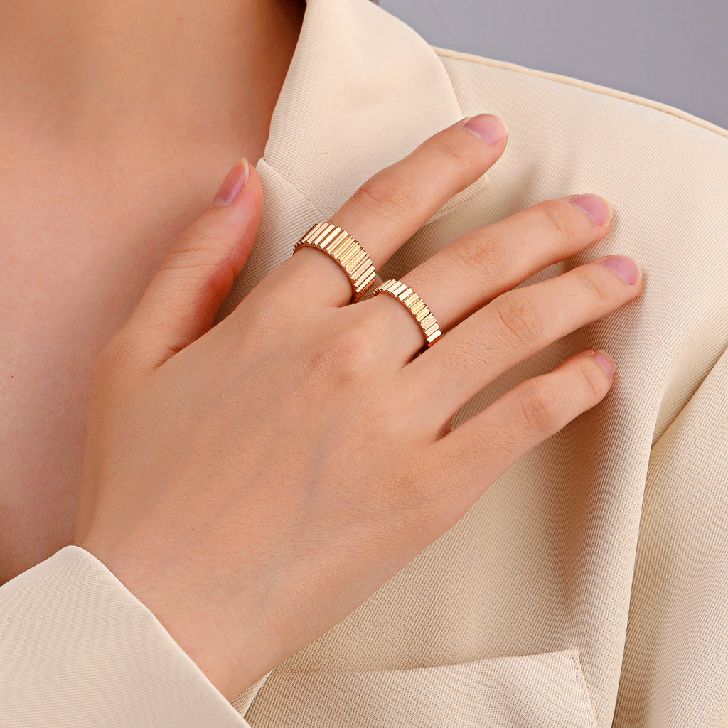 Geometric Metal Index Finger Ring With Niche Design For Couples