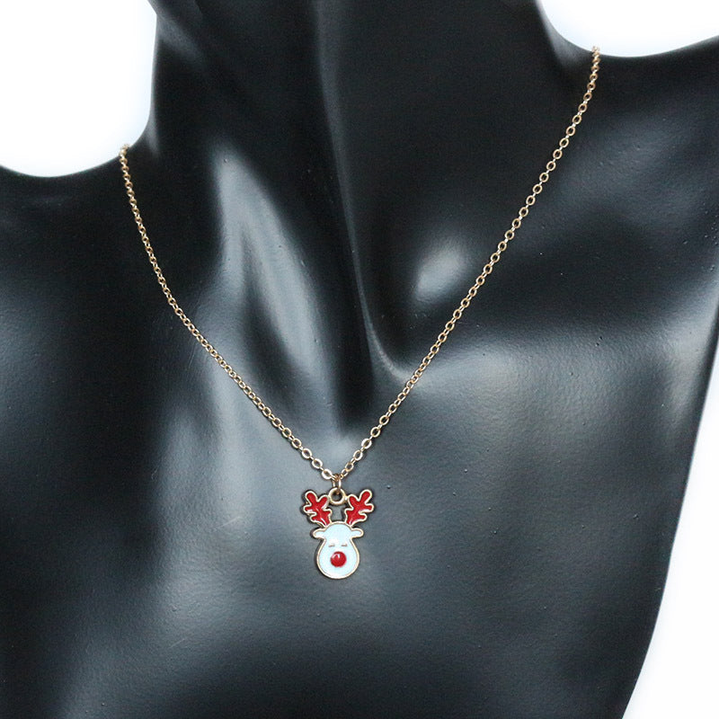 Women's Fashion Simple Christmas Elk Pendant Necklace