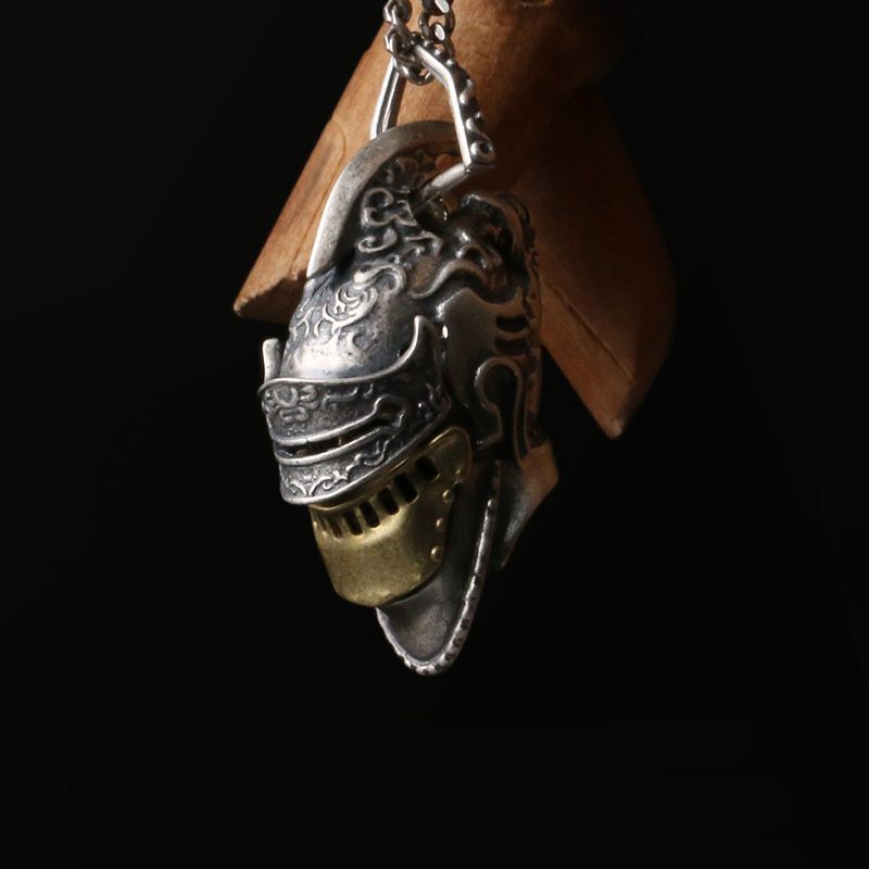 Retro Skull Helmet Pendant Necklace