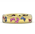 Butterfly inlaid mixed color zircon with cute style ring