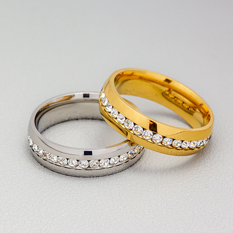Personalized Fashion Single Row Diamond Ring Stainless Steel
