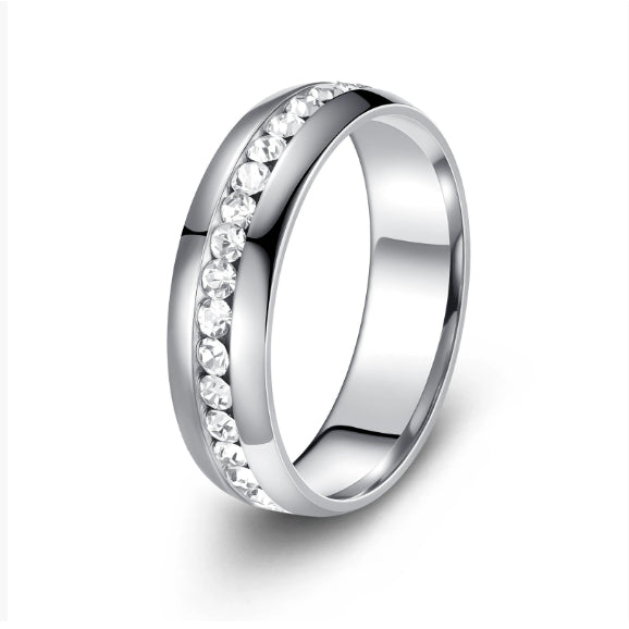 Personalized Fashion Single Row Diamond Ring Stainless Steel