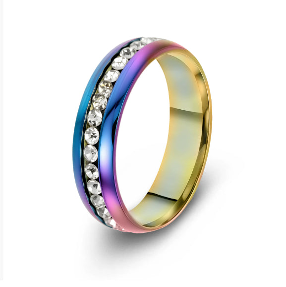 Personalized Fashion Single Row Diamond Ring Stainless Steel