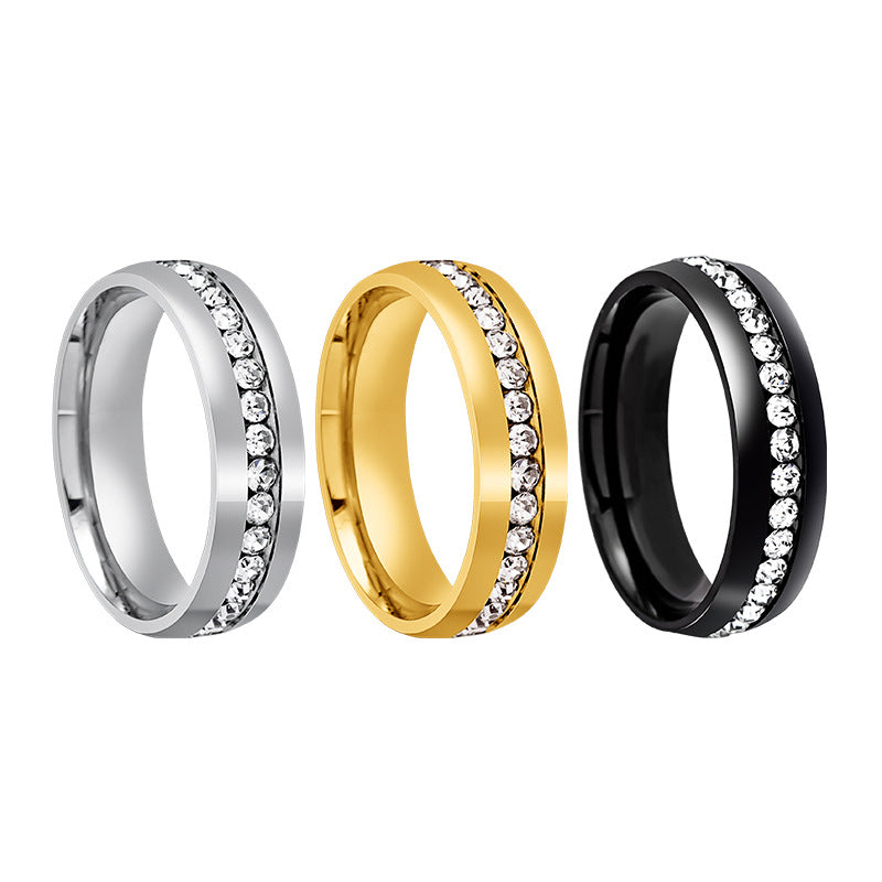Personalized Fashion Single Row Diamond Ring Stainless Steel