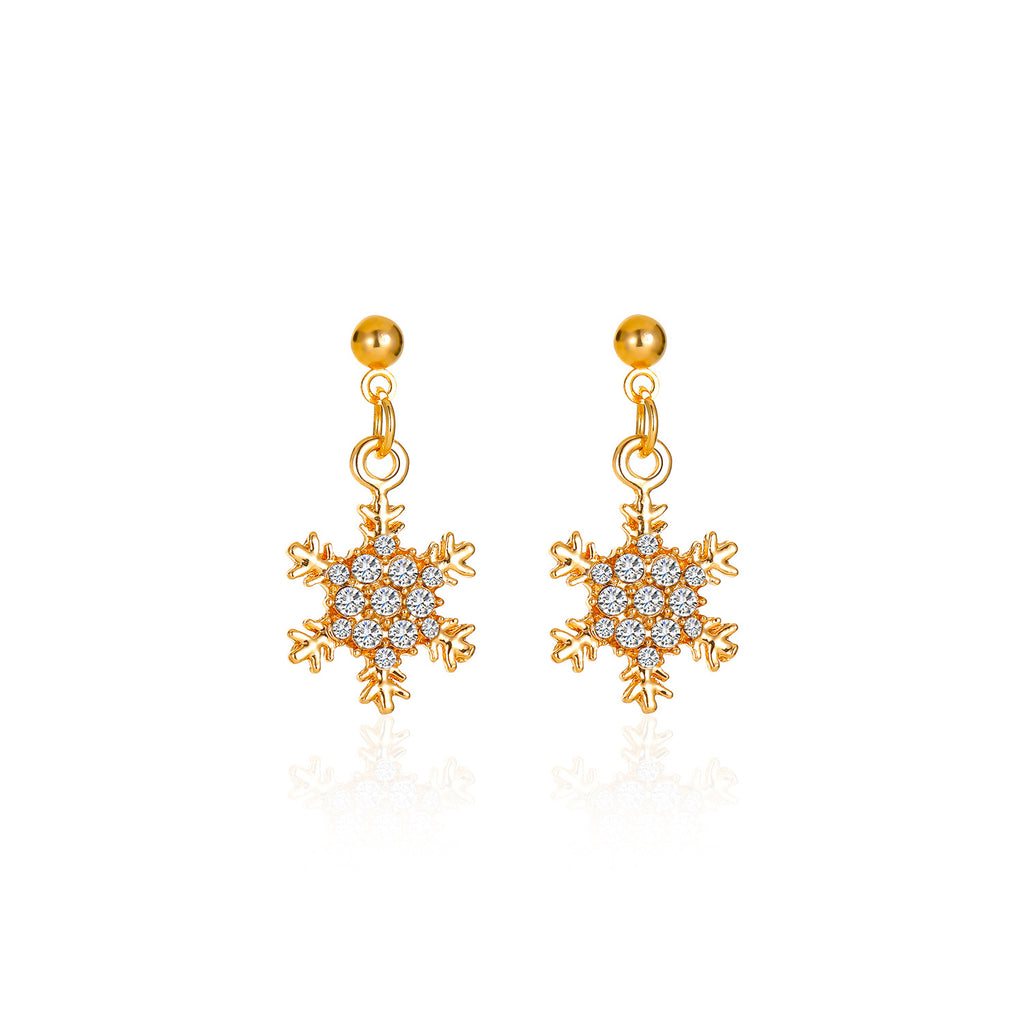 Christmas Feminine Micro-inlaid Zircon Snowflake Earrings