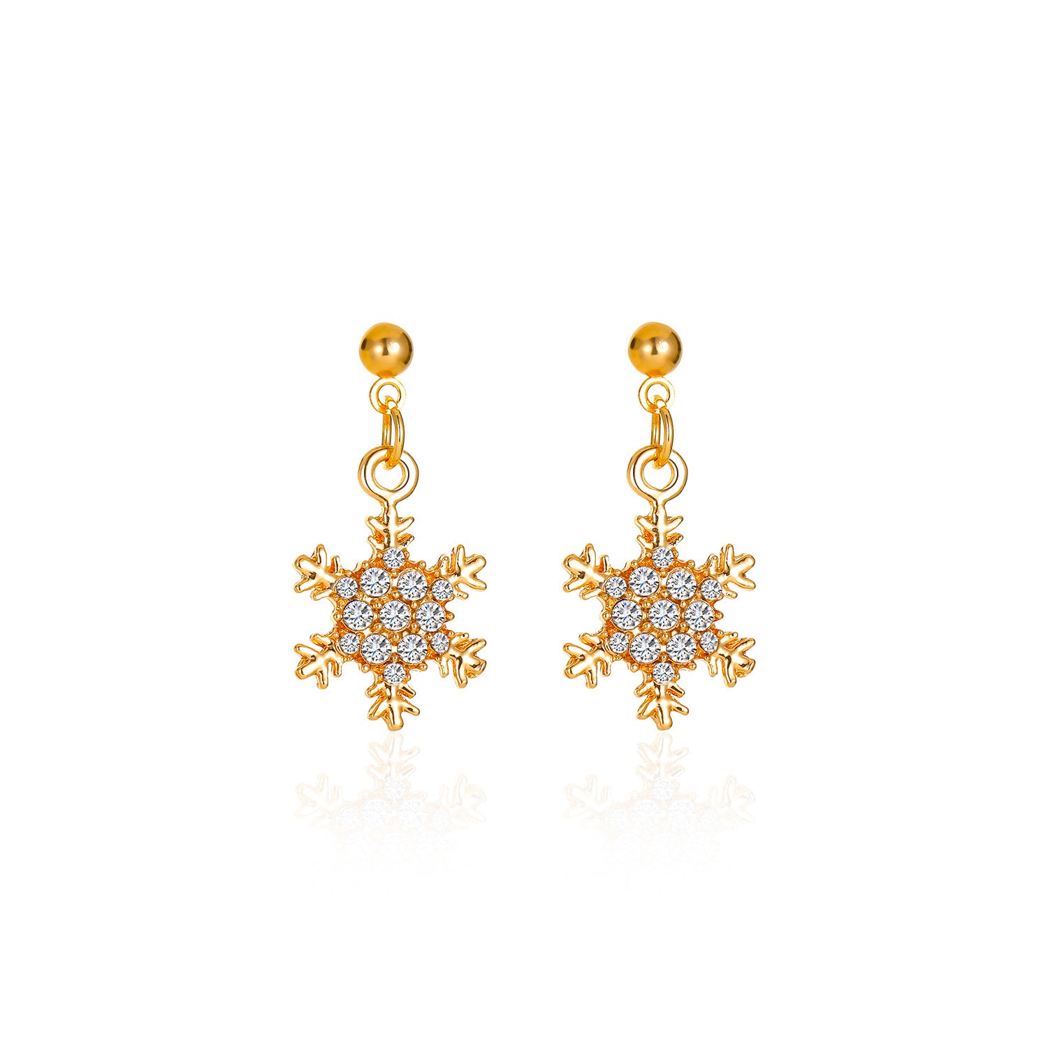 Christmas Feminine Micro-inlaid Zircon Snowflake Earrings