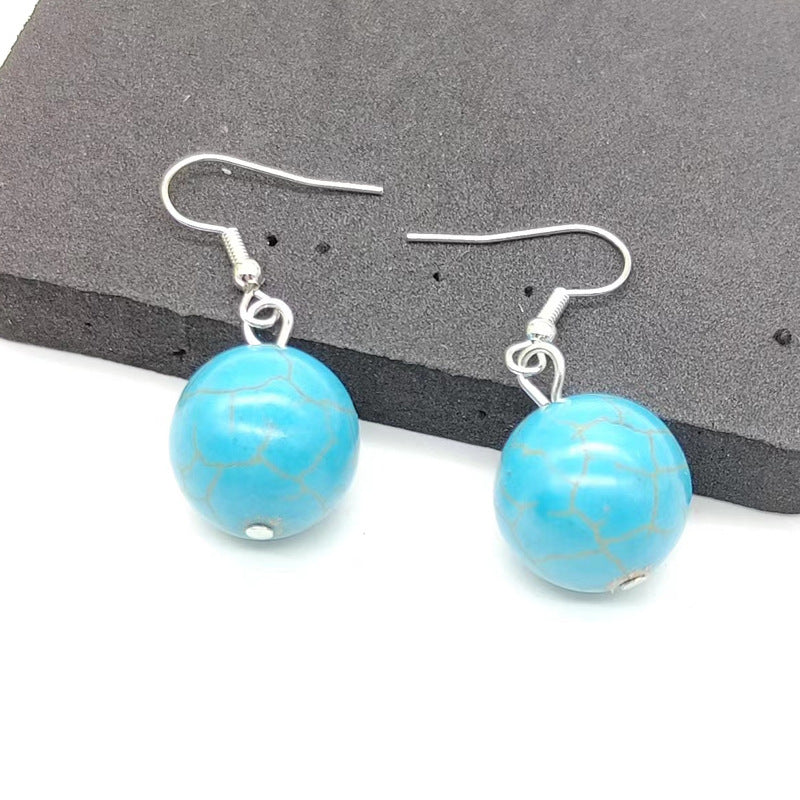 Round Beads-shaped Ear Clip Eardrops Retro Ethnic Style