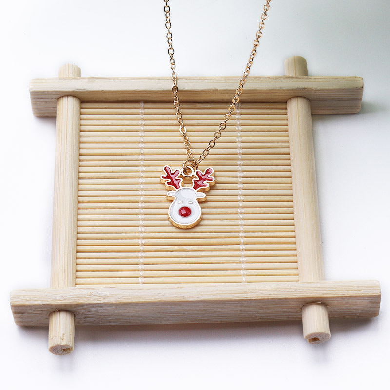 Women's Fashion Simple Christmas Elk Pendant Necklace