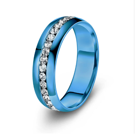 Personalized Fashion Single Row Diamond Ring Stainless Steel