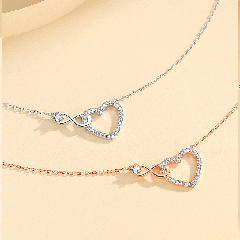 Simple Love Knot Necklace Female Temperament Heart-shaped