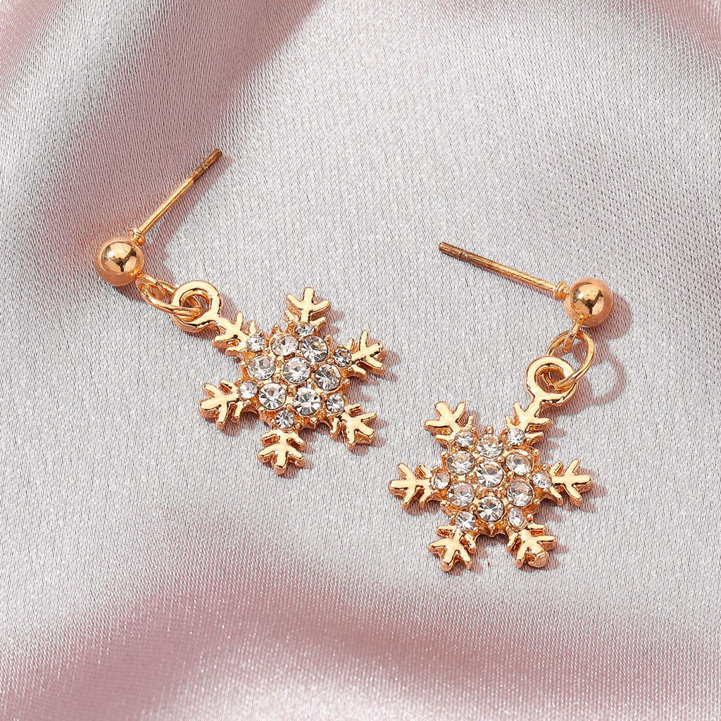 Christmas Feminine Micro-inlaid Zircon Snowflake Earrings