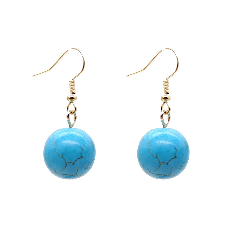 Round Beads-shaped Ear Clip Eardrops Retro Ethnic Style
