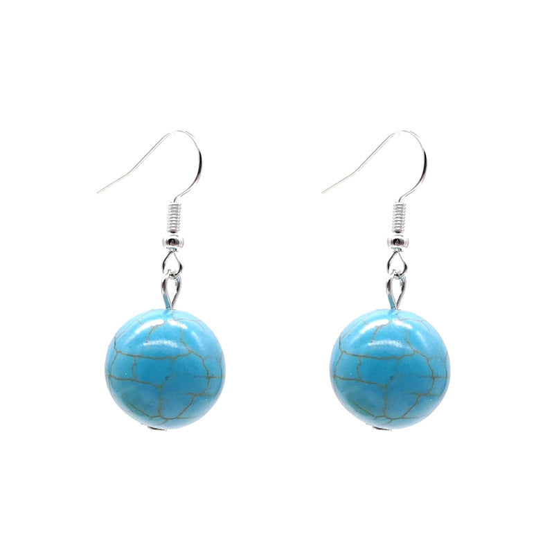 Round Beads-shaped Ear Clip Eardrops Retro Ethnic Style