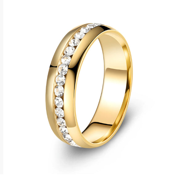 Personalized Fashion Single Row Diamond Ring Stainless Steel